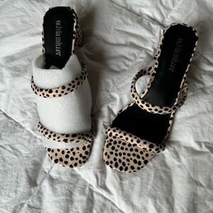 OLIVIA MILLER ‘Carlisle’ Leopard Print Double Band Block Heel Sandal Size 8